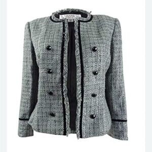 Tahari by ASL Arthur S. Levine Boucle Open Jacket Frayed Trim